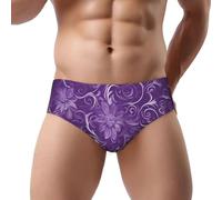 DUWAA Slip de bikini pour homme avec imprimé floral et tourbillons de lierre - Taille basse - Meilleur sous-vêtement pour homme avec soutien 3D - Usage quotidien, Noir , L