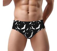 DUWAA Slip pour homme avec imprimé chauve-souris volantes pour Halloween, sous-vêtements confortables et doux avec poche de contour, Noir , L