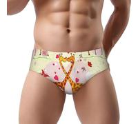 DUWAA Slip pour homme avec imprimé girafe, cœur, fleur, papillon, confortable, doux, essentiel, avec poche de contour, sous-vêtements respirants, Noir , 3XL