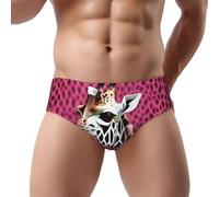 DUWAA Slip pour homme avec imprimé girafe rose, sous-vêtements essentiels confortables et doux avec poche de contour, Noir , XXL