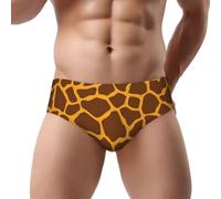 DUWAA Slip pour homme imprimé girafe confortable doux Essentials sous-vêtements avec poche contour respirant, Noir , L