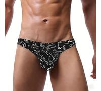 DUWAA Slip pour homme imprimé tableau noir avec ceinture couverte confortable et doux avec poche de contour, Noir , XL