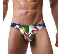 DUWAA Sous-vêtement bikini taille basse doux pour homme avec motif drapeau des îles Turques et Caïques Map03 avec pochette de soutien, Noir , L