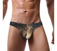 DUWAA Sous-vêtement de bikini taille basse pour homme avec motif chauve-souris volantes Halloween 3 imprimés - Culotte extensible avec pochette de soutien, Noir , M