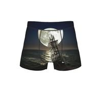 DUWAA Sous-vêtement doux imprimé bateau à voile en tempête avec pochette en forme de U 3D, sous-vêtements en tissu évacuant l'humidité pour hommes S-4xl, Noir , M