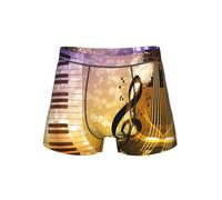 DUWAA Sous-vêtement doux imprimé notes de musique piano violon sous-vêtements avec pochette en forme de U 3D, sous-vêtements en tissu anti-humidité pour hommes S-4xl, Noir , L