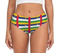 DUWAA Sous-vêtement pour femme imprimé drapeau de l'Afrique centrale, slip à couverture complète pour femme, slip extensible, culotte respirante, Noir , XL