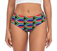DUWAA Sous-vêtement pour femme imprimé drapeau de l'Afrique du Sud, slip à couverture complète pour femme, slip extensible, culotte respirante, Noir , L
