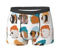 DUWAA Sous-vêtement pour homme avec illustration de cochon d'Inde, caleçons boxeurs respirants évacuant l'humidité pour un usage quotidien, Noir , XL