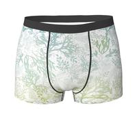 DUWAA Sous-vêtement pour homme imprimé algues vertes bleu mer, caleçons, sous-vêtements respirants évacuant l'humidité pour un usage quotidien, Noir , S