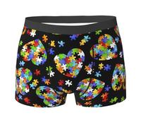 DUWAA Sous-vêtements pour homme en forme de cœur pour sensibilisation à l'autisme, sous-vêtements respirants évacuant l'humidité pour un usage quotidien, Noir , M