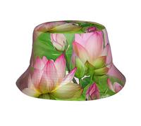 DUWAA Spirit of The Lotus Chapeau bob imprimé pliable, chapeau de soleil d'été, de voyage, de plage, casquette d'extérieur, chapeau à large bord pour homme et femme, noir