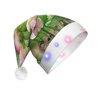 DUWAA Spirit Of The Lotus - Chapeau de Père Noël en peluche à LED pour adultes - Accessoires de fête de Nouvel An