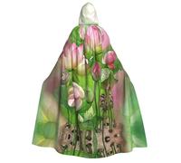DUWAA Spirit of the Lotus Print Cape avec capuche unisexe - Cape médiévale de magicien - Cape Renaissance - Costume d'Halloween et cosplay