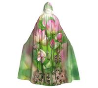 DUWAA Spirit of the Lotus Print Cape d'Halloween à capuche pour adulte, cape pleine longueur unisexe pour homme et femme, pour Halloween Cosplay