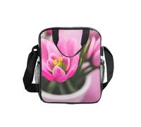 DUWAA Spring Is In The Air Sac à déjeuner transparent avec sangle réglable et deux poches latérales en maille