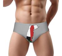 DUWAA State Of Palestine Flag Map 03 Slip pour homme confortable doux Essentials sous-vêtements avec poche contour respirant, Noir , L