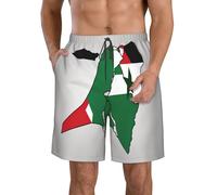 DUWAA State of Palestine Flag Map02 Print Short pour homme à séchage rapide avec poches, short de plage d'été, short athlétique, pour la randonnée, la course à pied, la gym, blanc, 3XL