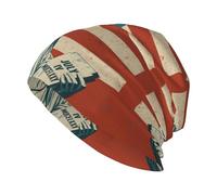 DUWAA Statue de la Liberté avec Imprimé Américain Chapeau Tricoté Adulte Hommes Toboggan Chapeaux Unisexe Chaud Bonnet Bonnet Hiver pour Activités de Plein Air Noir