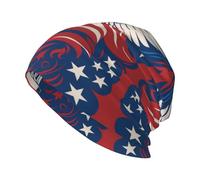 DUWAA Statue de la Liberté avec Imprimé Américain Chapeau Tricoté Adulte Hommes Toboggan Chapeaux Unisexe Chaud Bonnet Bonnet Hiver pour Activités de Plein Air Noir