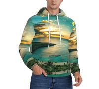 DUWAA Sunrise Over Hanauma Bay Oahu Hawaï Imprimer Hommes Light Pullover Hoodie Sweatshirt, Sweat à capuche en polyester pour l'automne, Noir , L