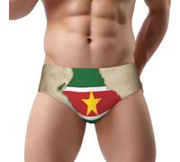 DUWAA Suriname Flag Map04 Slip pour homme Imprimé Confort Doux Essentiels Sous-vêtements Avec Poche Contour Respirant Sous-vêtements, Noir , L