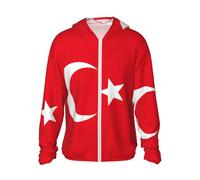 DUWAA Sweat à capuche à manches longues avec imprimé drapeau de la Turquie - Léger et respirant - Avec poches intérieures, Noir , XXL