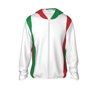 DUWAA Sweat à capuche à manches longues avec imprimé drapeau de l'Italie, léger, respirant, avec poches intérieures, Noir , XXL