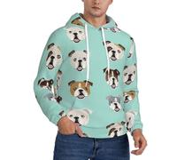 DUWAA Sweat à capuche amusant avec imprimé bouledogue anglais pour homme, pull à capuche à manches longues avec cordon de serrage, sweatshirts d'hiver pour adultes, Noir , S