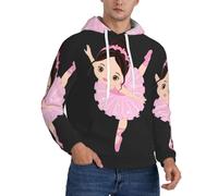 DUWAA Sweat à capuche d'entraînement avec imprimé Little Ballerina Dancing Girl pour homme, confortable et lourd, Noir , 4XL