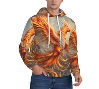 DUWAA Sweat à capuche d'entraînement imprimé Phoenix pour homme, pull à capuche confortable et lourd, Noir , 4XL