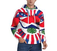 DUWAA Sweat à capuche léger imprimé drapeau du Costa Rica pour homme, Noir , L