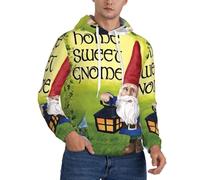 DUWAA Sweat à capuche léger imprimé gnomes colorés pour hommes, sweat à capuche en polyester pour l'automne, Noir , XXL