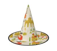 DUWAA Symboles de la culture européenne Imprimés Chapeau de sorcière Chapeau de sorcière Chapeaux Halloween Femmes Adulte Magicien Hommes Costume Cosplay Accessoire de fête - 1 pièce