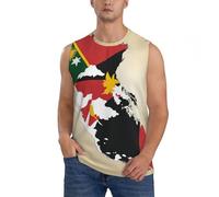 DUWAA T-shirt sans manches pour homme avec imprimé drapeau de Papouasie-Nouvelle-Guinée Map02, Noir , XL