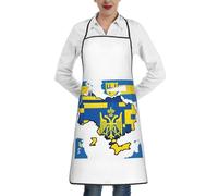 DUWAA Tablier de cuisine avec drapeau de l'Ukraine imprimé carte 01, tablier de cuisine réglable doux avec 1 poche pour homme et femme