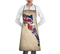 DUWAA Tablier de cuisine avec motif drapeau des îles Caïmans Map01, tablier de cuisine réglable, doux avec 1 poche pour homme et femme