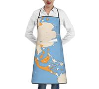 DUWAA Tablier de cuisine avec motif drapeau des îles Marshall Map01 - Tablier de cuisine réglable doux avec 1 poche pour homme et femme