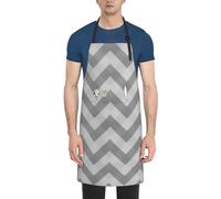 DUWAA Tablier de nettoyage imperméable et réglable avec poches, imprimé à rayures ondulées grises pour femmes, tablier de cuisine, jardinage