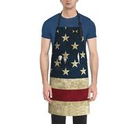 DUWAA Tablier de nettoyage imperméable et réglable avec poches, imprimé drapeau américain, tablier de cuisine pour femme