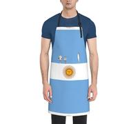 DUWAA Tablier de nettoyage imperméable et réglable avec poches, imprimé drapeau argentin, tablier de cuisine, jardinage
