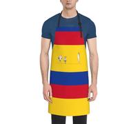DUWAA Tablier de nettoyage imperméable et réglable avec poches, imprimé drapeau de la Colombie