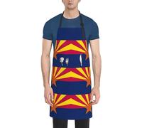 DUWAA Tablier de nettoyage imperméable et réglable avec poches, imprimé drapeau de l'Arizona - Tabliers de cuisine pour femme - Pour la cuisine et le jardinage