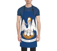 DUWAA Tablier de nettoyage imperméable et réglable avec poches, imprimé drapeau de l'État de la Louisiane, tabliers de cuisine pour femme
