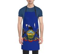 DUWAA Tablier de nettoyage imperméable et réglable avec poches, imprimé drapeau de l'État de Pennsylvanie, tablier de cuisine pour femme