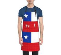 DUWAA Tablier de nettoyage imperméable et réglable avec poches, imprimé drapeau du Chili