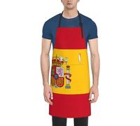 DUWAA Tablier de nettoyage imperméable et réglable avec poches, imprimé drapeau espagnol pour femme, tablier de cuisine, jardinage