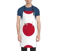 DUWAA Tablier de nettoyage imperméable et réglable avec poches, imprimé drapeau japonais pour femme, tablier de cuisine, jardinage