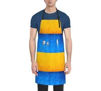 DUWAA Tablier de nettoyage imperméable et réglable avec poches, imprimé drapeau ukrainien, tablier de cuisine pour femme