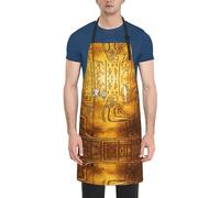 DUWAA Tablier de nettoyage imperméable et réglable avec poches, imprimé hiéroglyphes égyptiens, tabliers de cuisine, jardinage